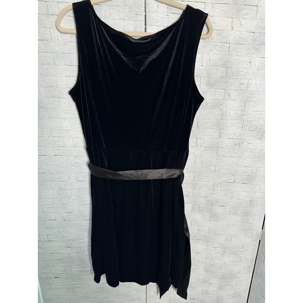 Vintage Y2K George stretch velvet sleeveless dress satintie vamp whimsyGoth - Picture 2 of 12